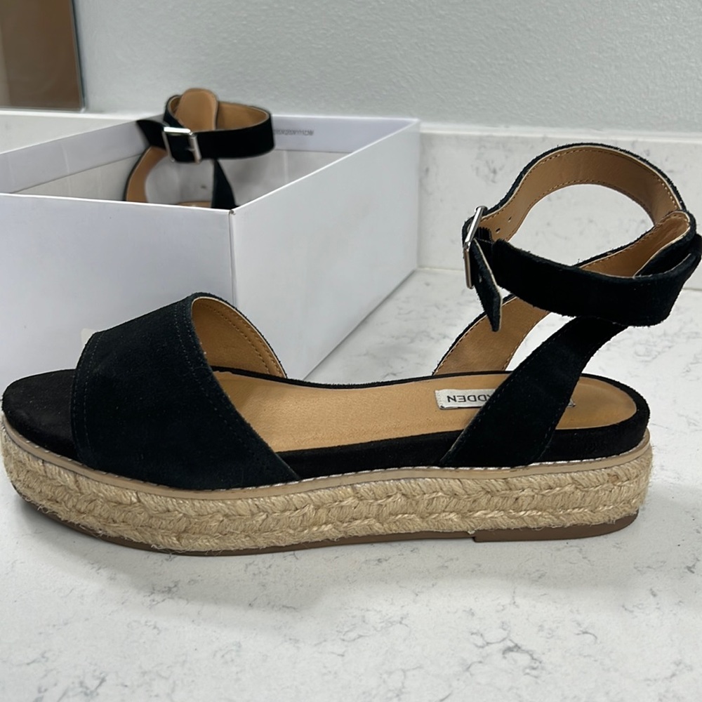 Steve Madden black suede wedges.